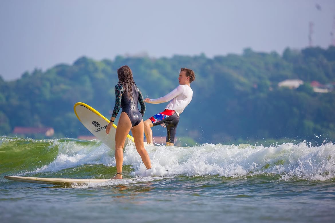 Checking the surf